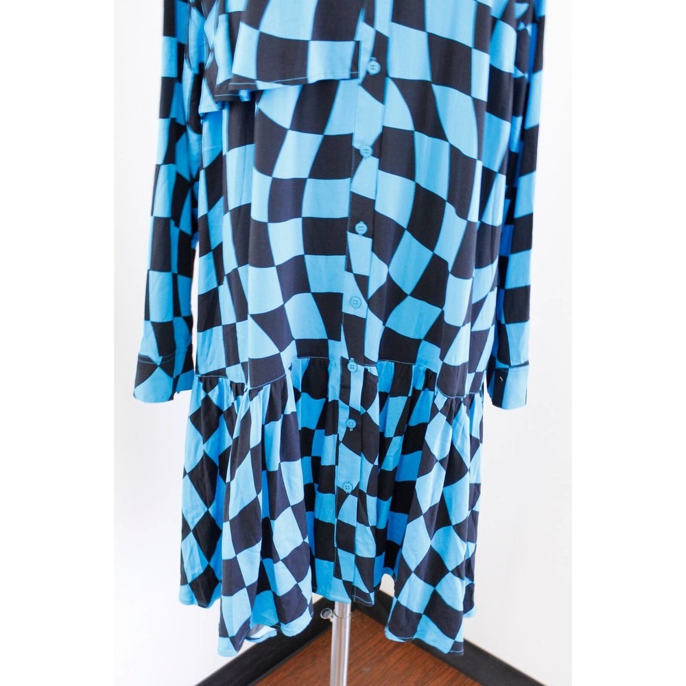 NWT 11 Honore Alicia Blue Black Checker Plaid Shift Dress Size 20 Novelty Retro - Picture 6 of 8